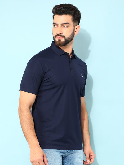Navy Blue Polo T-Shirt-Men T-Shirts-Crimsoune Club