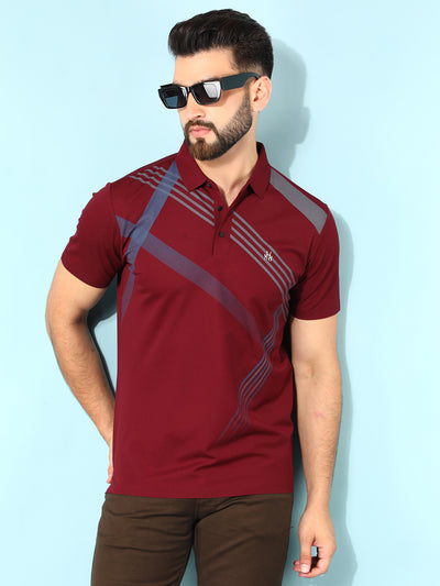 Wine Printed Polo T-Shirt-Men T-Shirts-Crimsoune Club