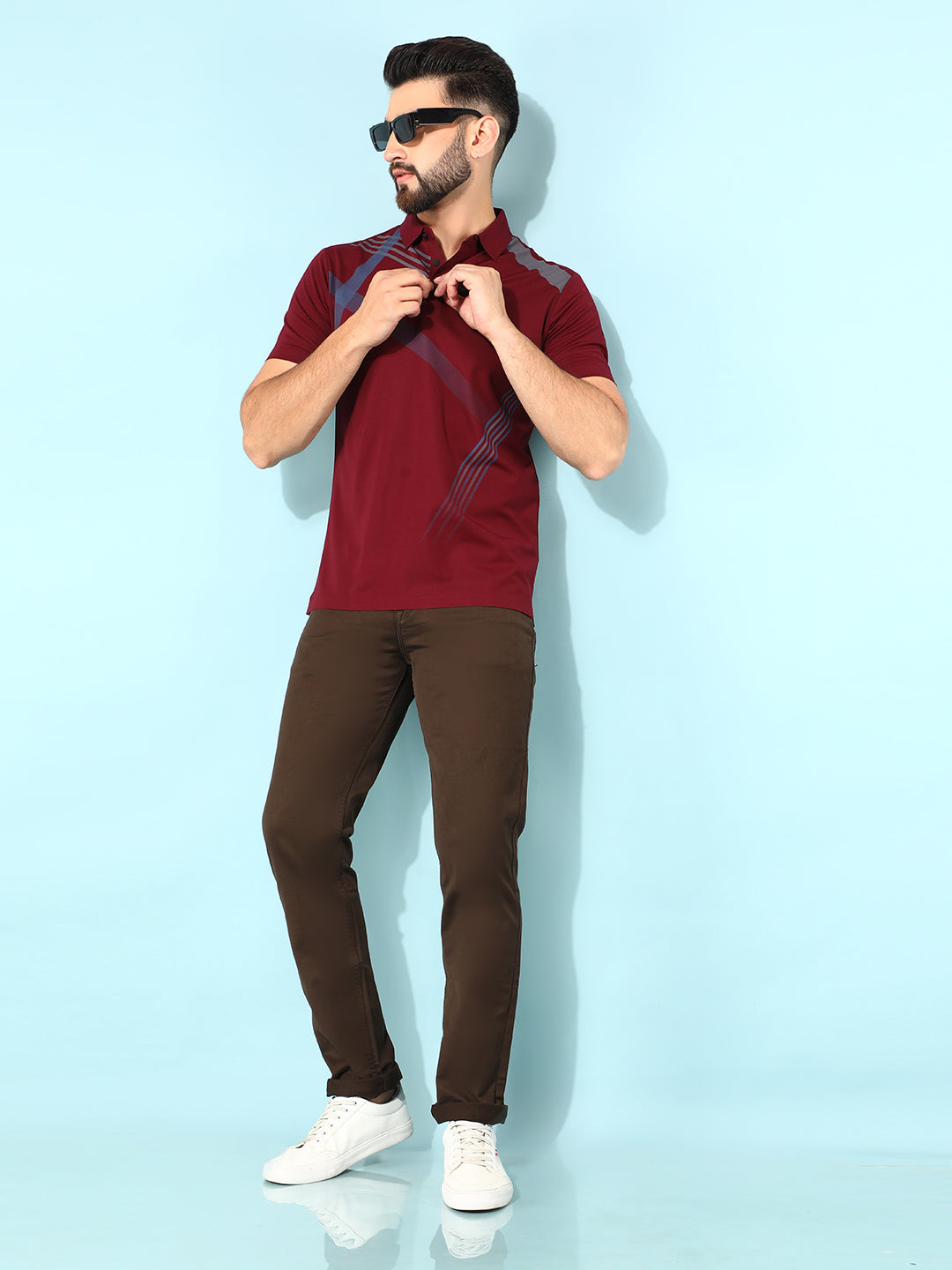 Wine Printed Polo T-Shirt-Men T-Shirts-Crimsoune Club