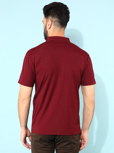 Wine Printed Polo T-Shirt-Men T-Shirts-Crimsoune Club