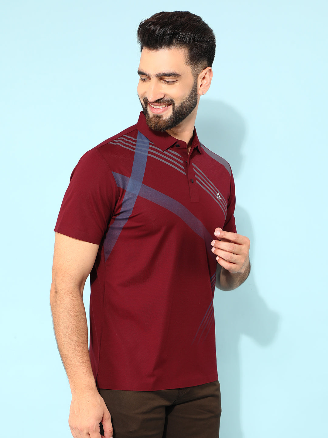 Wine Printed Polo T-Shirt-Men T-Shirts-Crimsoune Club