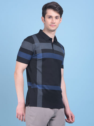 Black Checked Tshirt-Men T-shirts-Crimsoune Club