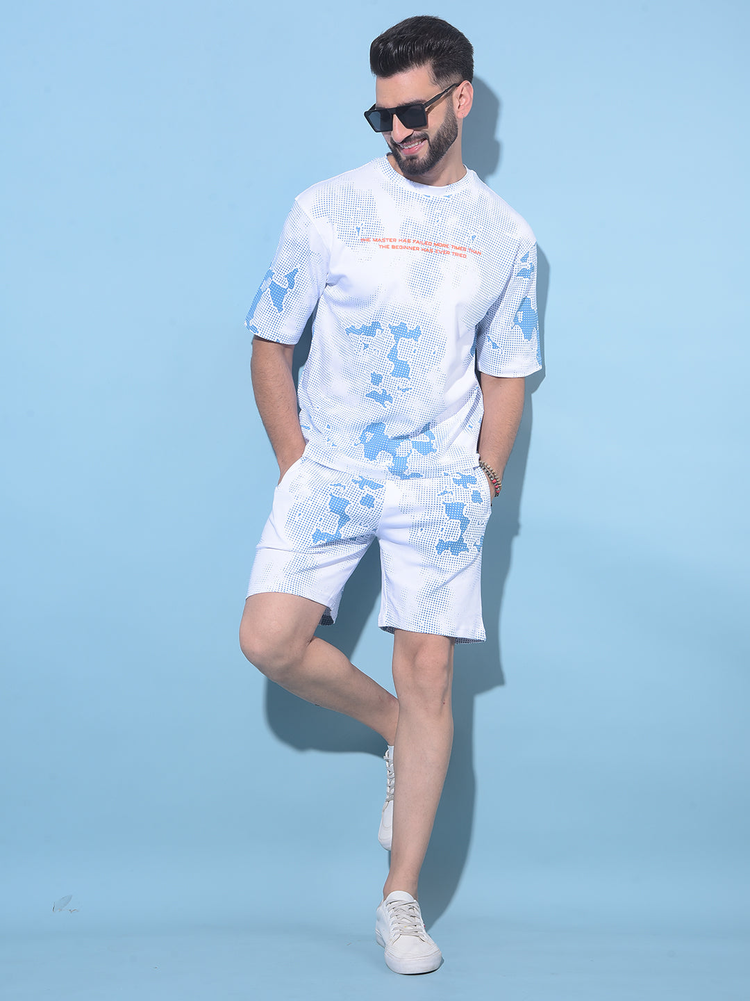 Blue Printed 100% Cotton T-Shirt-Men T-Shirts-Crimsoune Club
