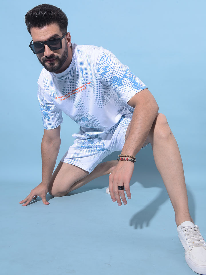 Blue Printed 100% Cotton T-Shirt-Men T-Shirts-Crimsoune Club