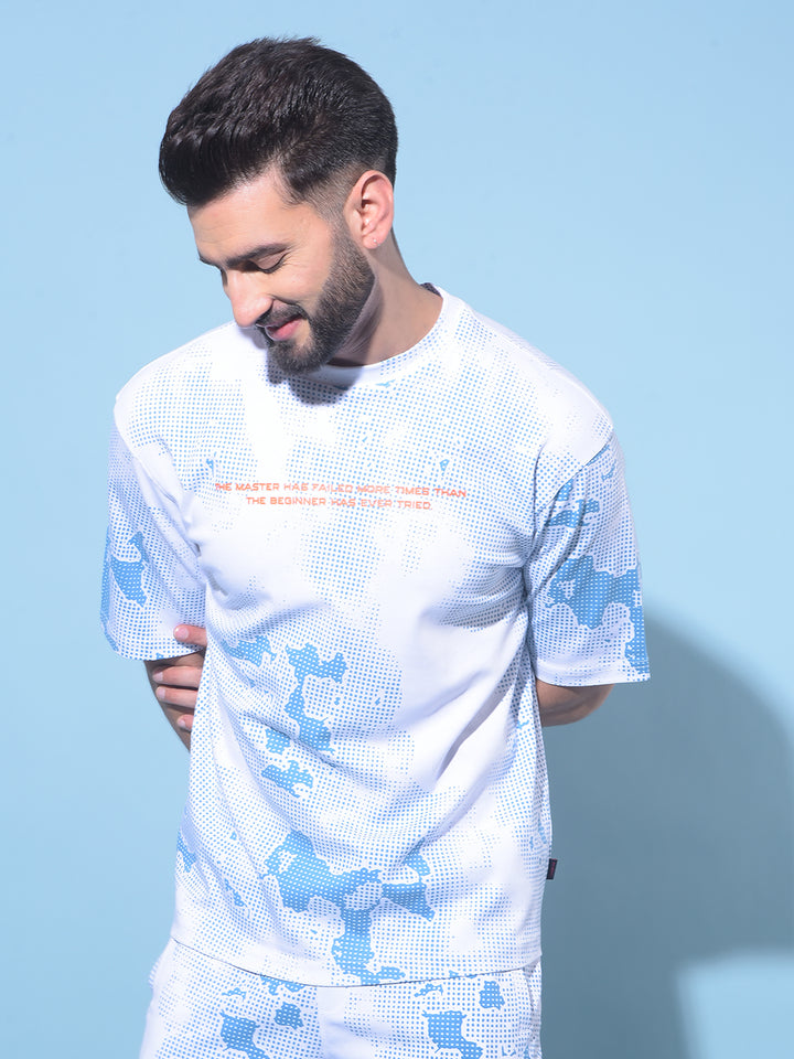 Blue Printed 100% Cotton T-Shirt-Men T-Shirts-Crimsoune Club