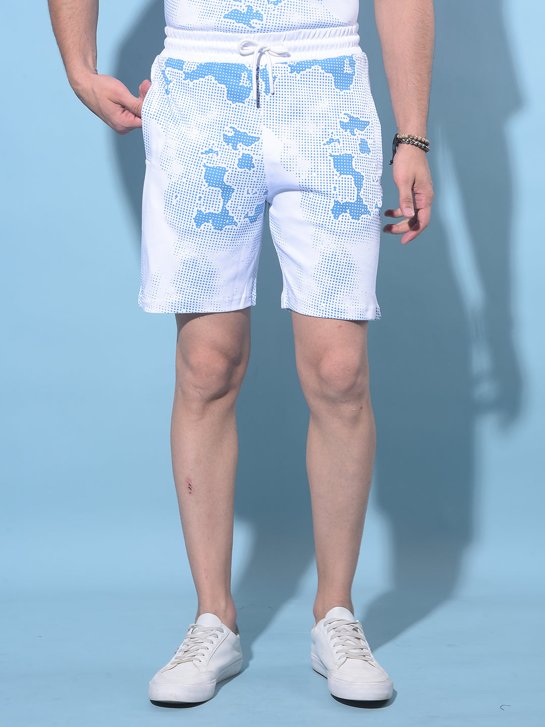 Blue Printed Lounge Shorts-Men Shorts-Crimsoune Club