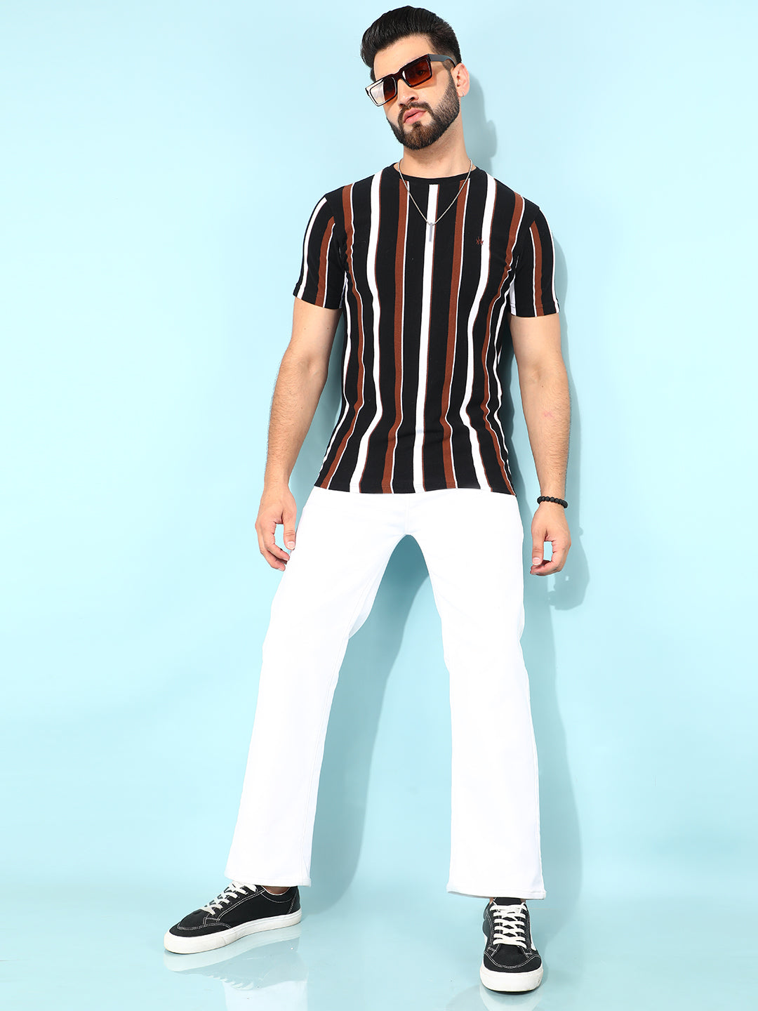 Black Verticle Striped T-Shirt-Men T-Shirts-Crimsoune Club