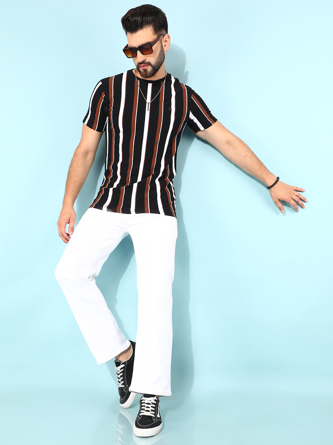 Black Verticle Striped T-Shirt-Men T-Shirts-Crimsoune Club
