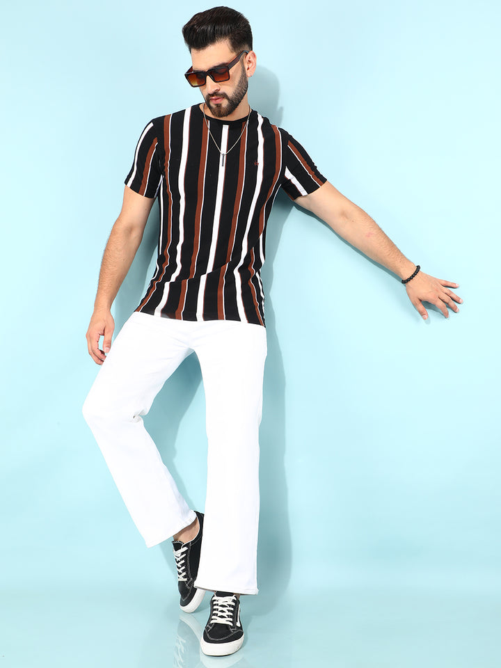 Black Verticle Striped T-Shirt-Men T-Shirts-Crimsoune Club