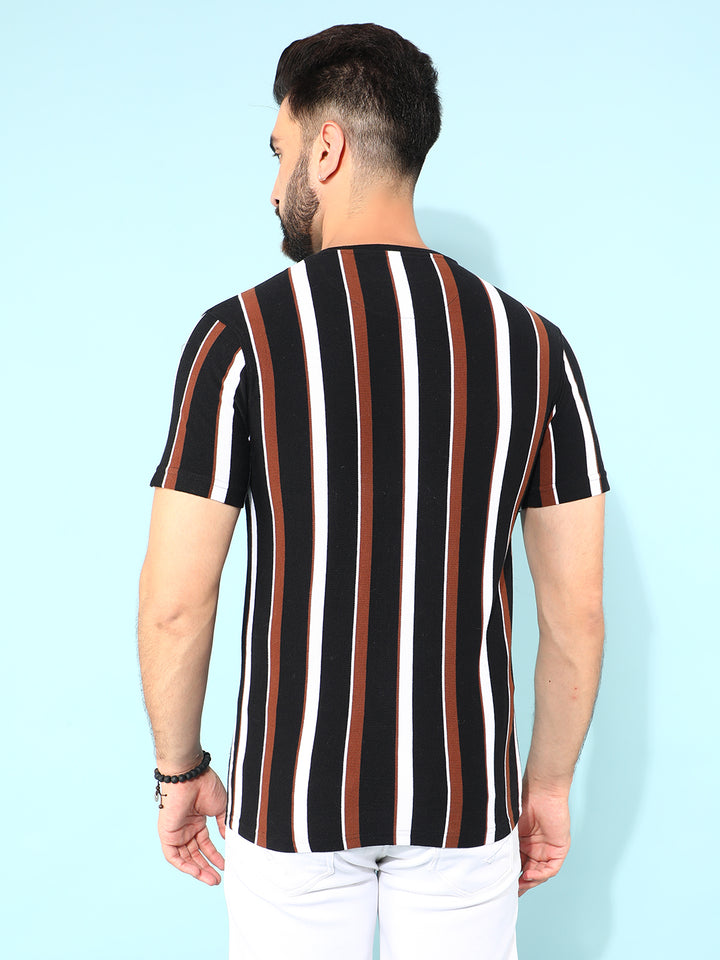 Black Verticle Striped T-Shirt-Men T-Shirts-Crimsoune Club