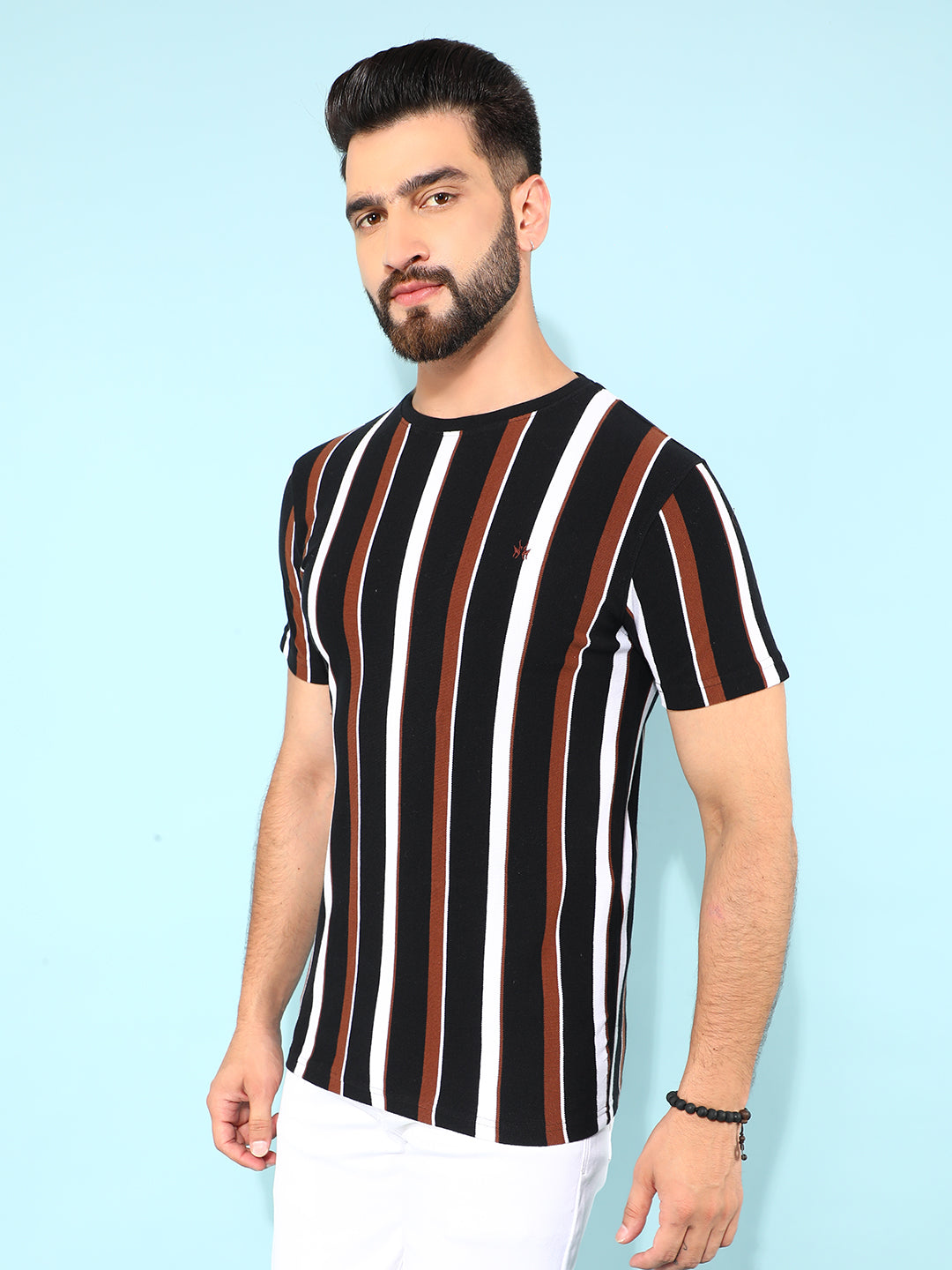 Black Verticle Striped T-Shirt-Men T-Shirts-Crimsoune Club