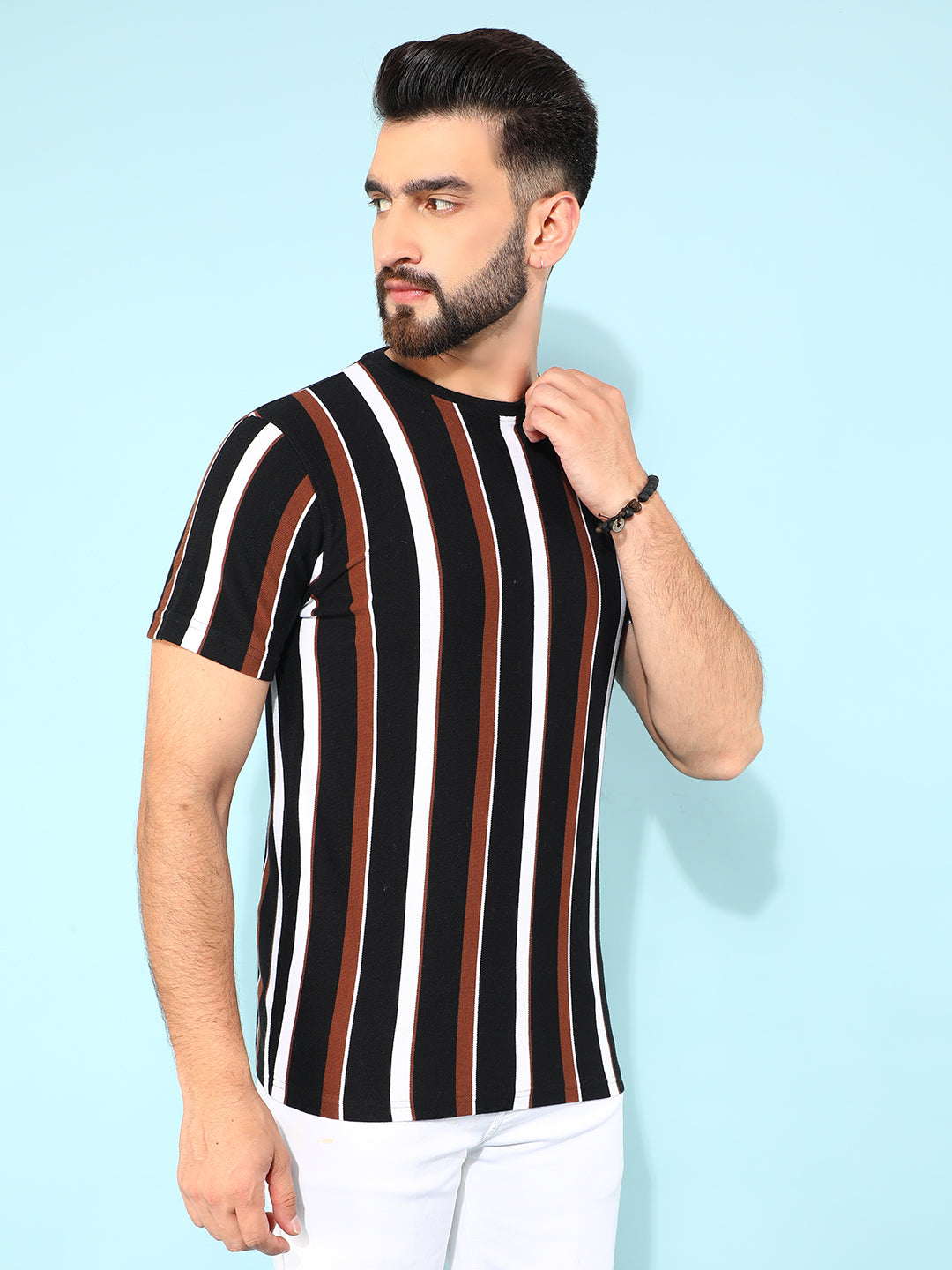 Black Verticle Striped T-Shirt-Men T-Shirts-Crimsoune Club
