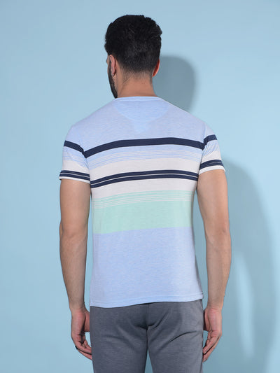 Grey Horizontal Striped Cotton T-Shirt-Men T-Shirts-Crimsoune Club
