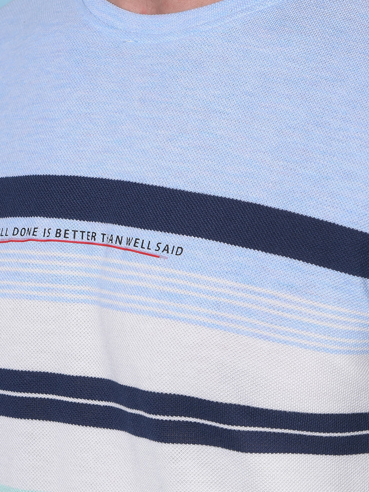 Grey Horizontal Striped Cotton T-Shirt-Men T-Shirts-Crimsoune Club