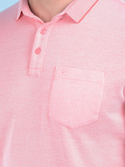 Peach Cotton T-Shirt-Men T-Shirts-Crimsoune Club