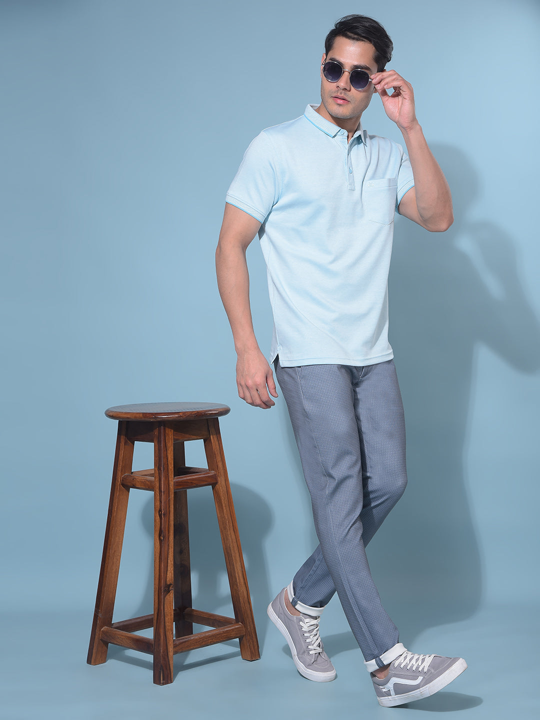 Blue Printed T-Shirt-Men T-Shirts-Crimsoune Club