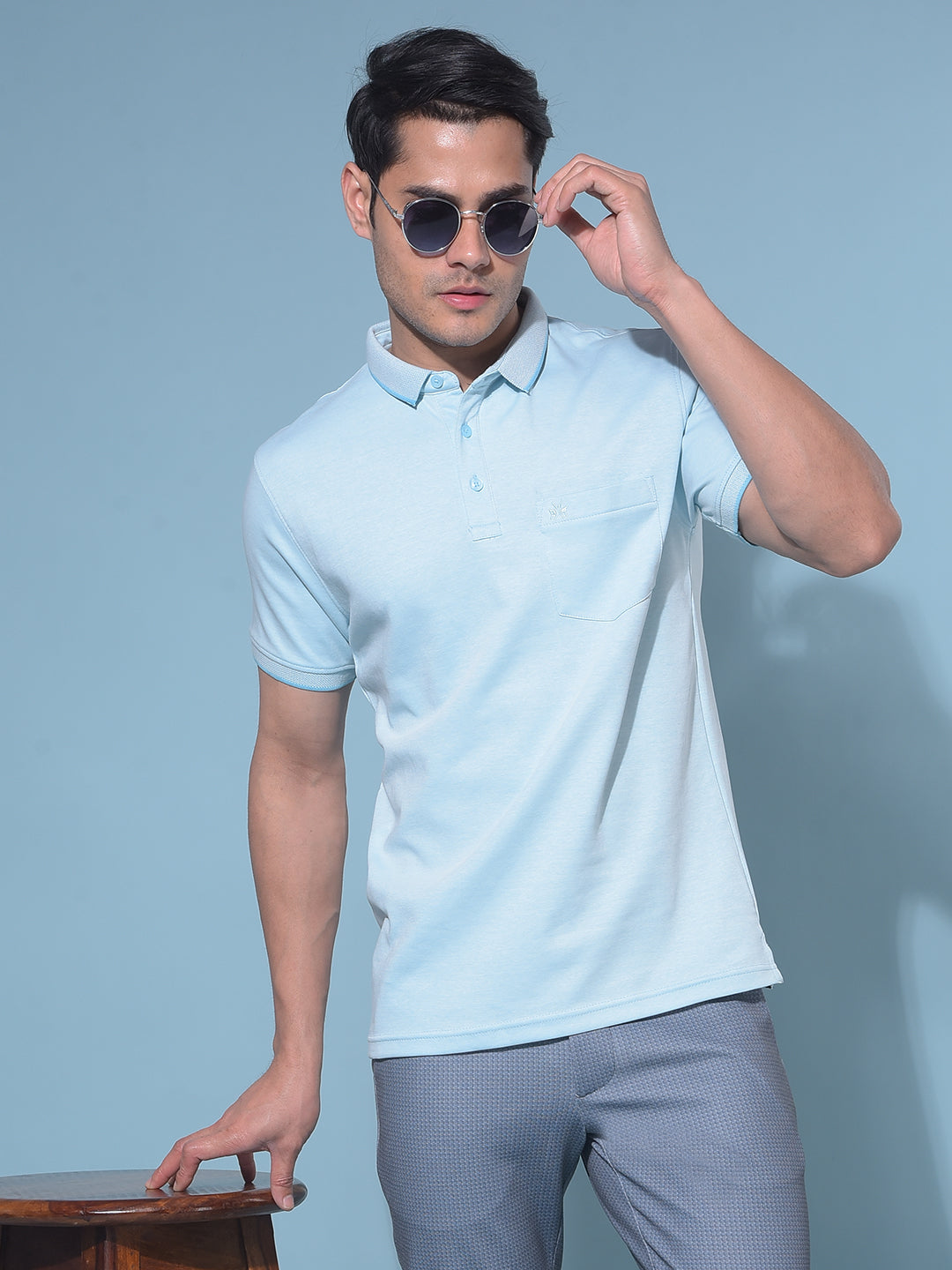 Blue Printed T-Shirt-Men T-Shirts-Crimsoune Club