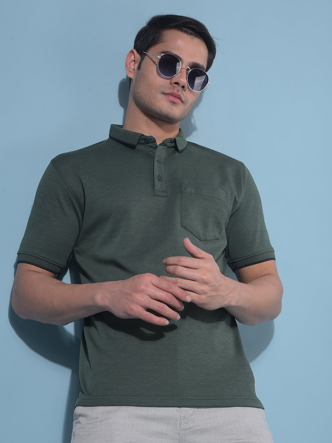 Green Cotton T-Shirt-Men T-Shirts-Crimsoune Club