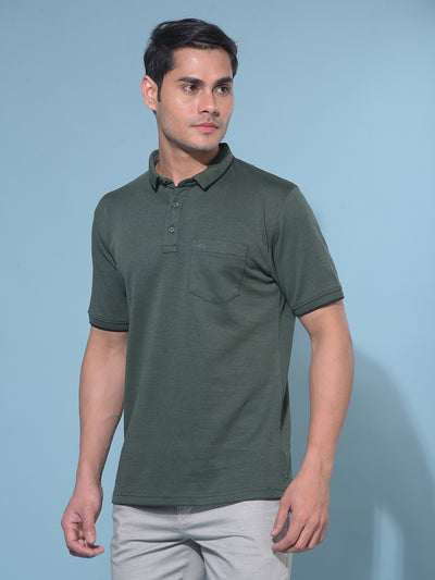 Green Cotton T-Shirt-Men T-Shirts-Crimsoune Club