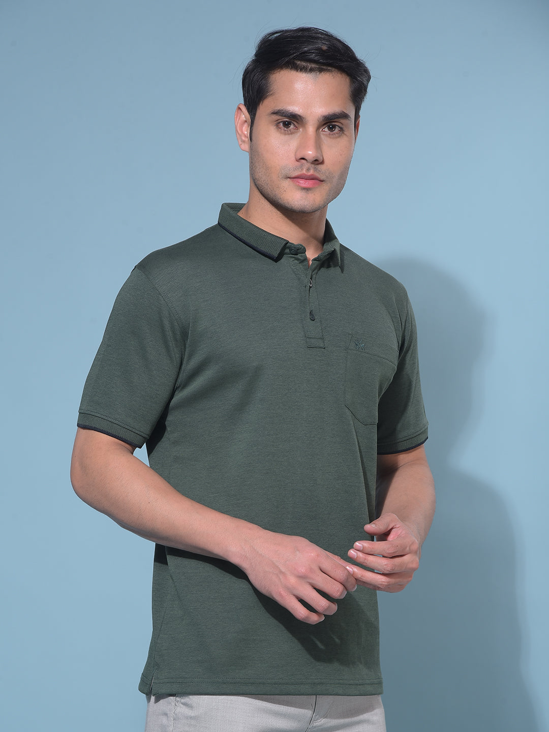 Green Cotton T-Shirt-Men T-Shirts-Crimsoune Club