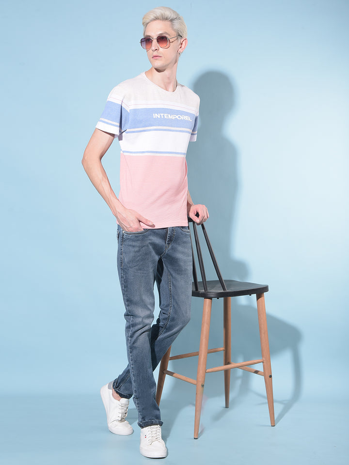 Multi Color Horizontal Striped Cotton T-Shirt-Men T-Shirts-Crimsoune Club