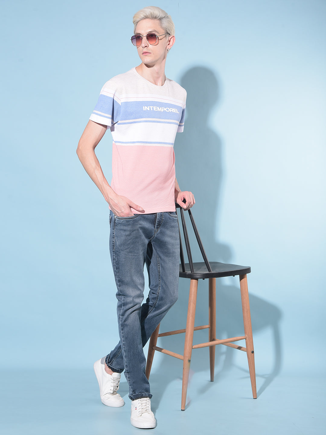 Multi Color Horizontal Striped Cotton T-Shirt-Men T-Shirts-Crimsoune Club