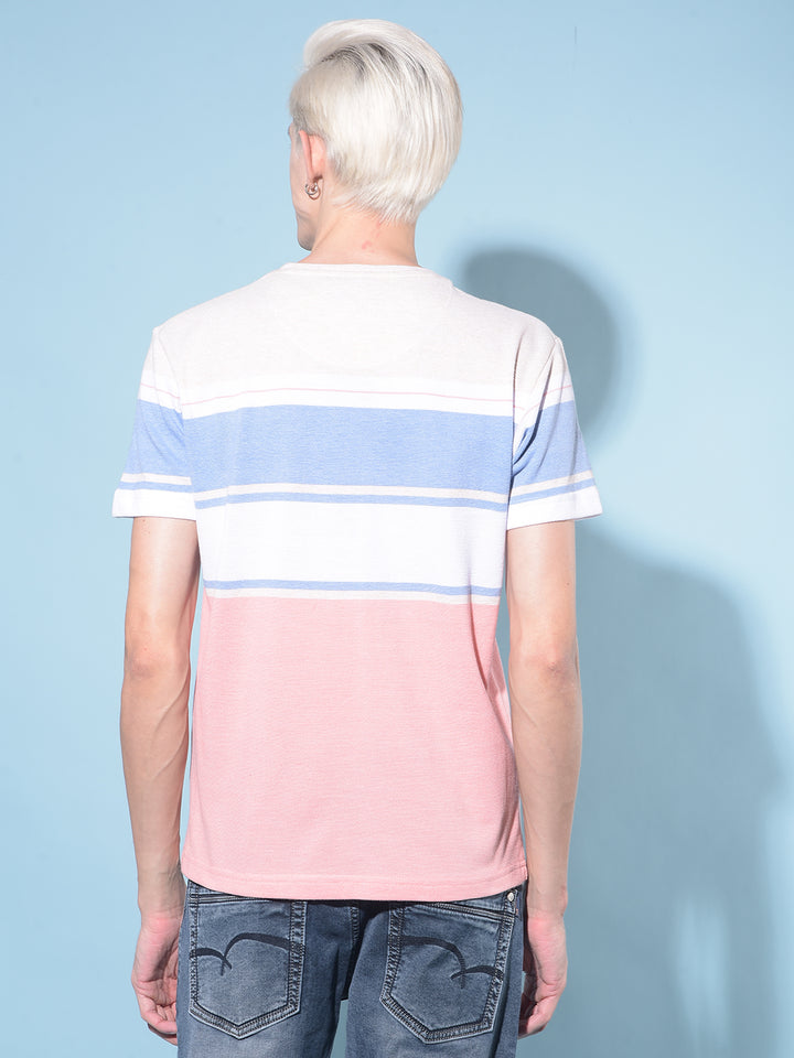 Multi Color Horizontal Striped Cotton T-Shirt-Men T-Shirts-Crimsoune Club