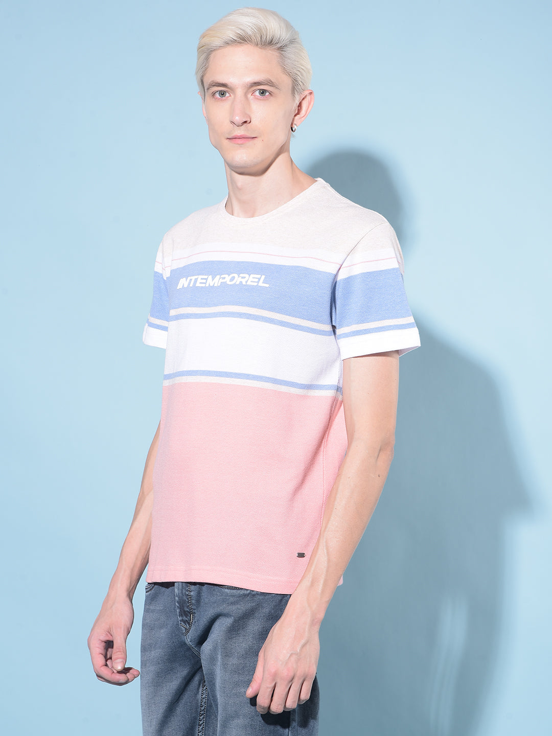 Multi Color Horizontal Striped Cotton T-Shirt-Men T-Shirts-Crimsoune Club