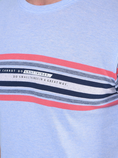 Blue Horizontal Striped Cotton T-Shirt-Men T-Shirts-Crimsoune Club