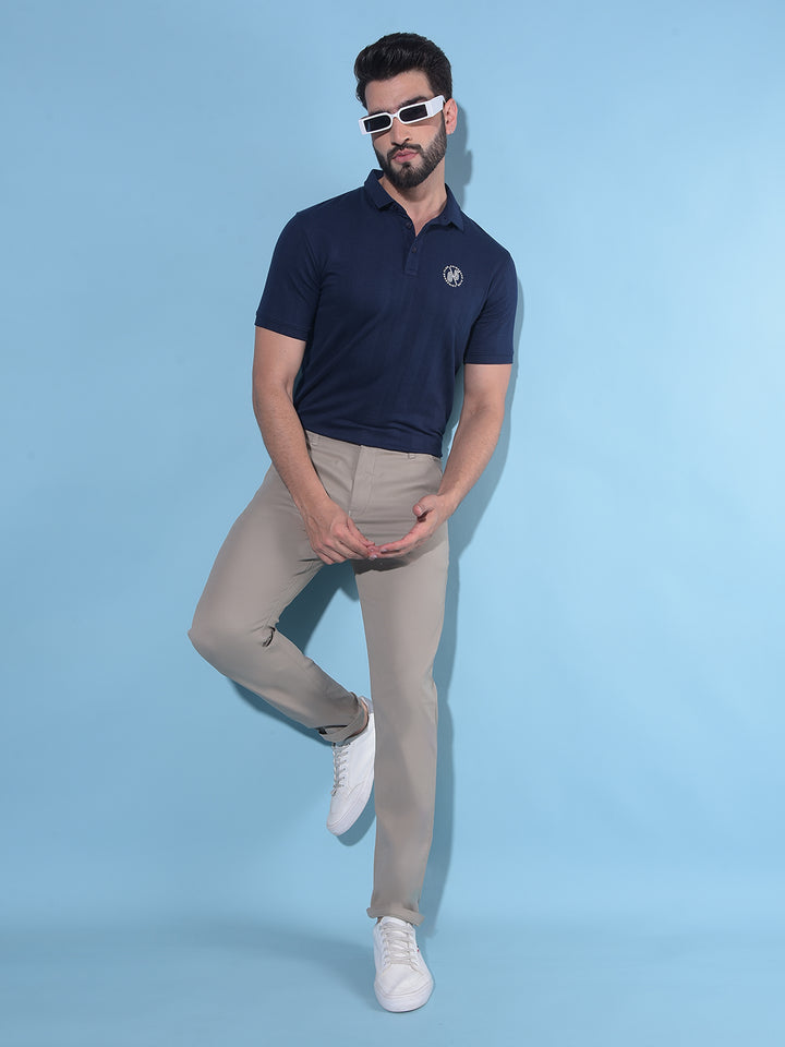 Navy Blue Vertical Striped Polo T-Shirt-Men T-Shirts-Crimsoune Club