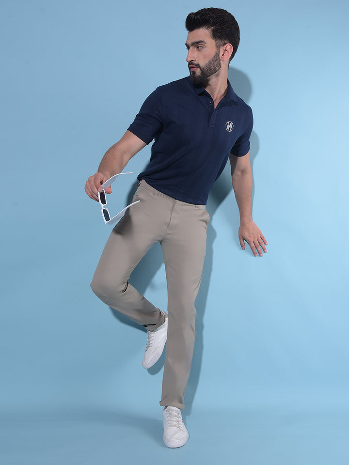 Navy Blue Vertical Striped Polo T-Shirt-Men T-Shirts-Crimsoune Club
