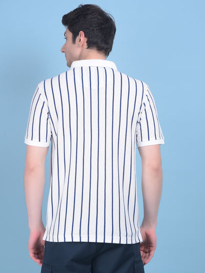 White Vertical Striped T-Shirt-Men T-Shirts-Crimsoune Club