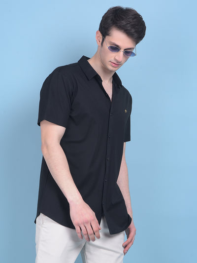 Stretchable Black Shirt-Men Shirts-Crimsoune Club