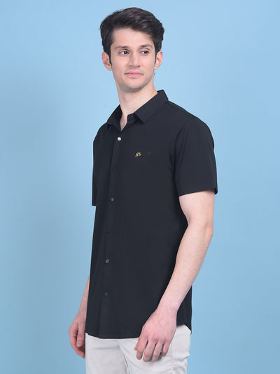 Stretchable Black Shirt-Men Shirts-Crimsoune Club