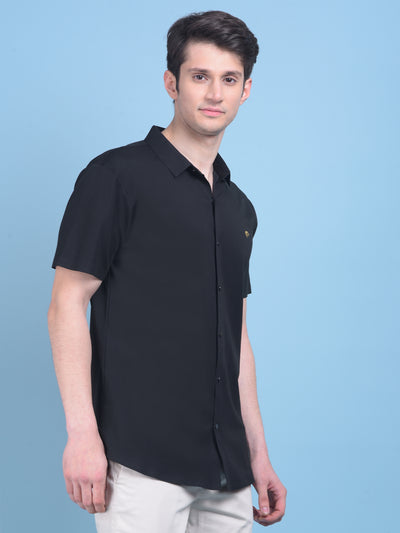 Stretchable Black Shirt-Men Shirts-Crimsoune Club