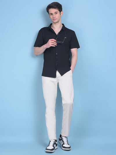 Stretchable Black Shirt-Men Shirts-Crimsoune Club