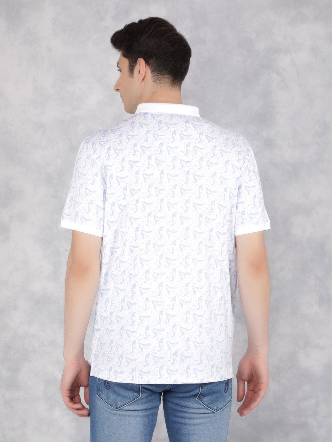 Blue Printed Polo T-Shirt-Men T-Shirts-Crimsoune Club