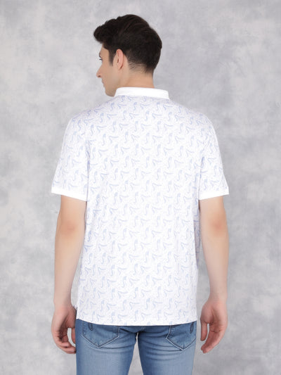 Blue Printed Polo T-Shirt-Men T-Shirts-Crimsoune Club