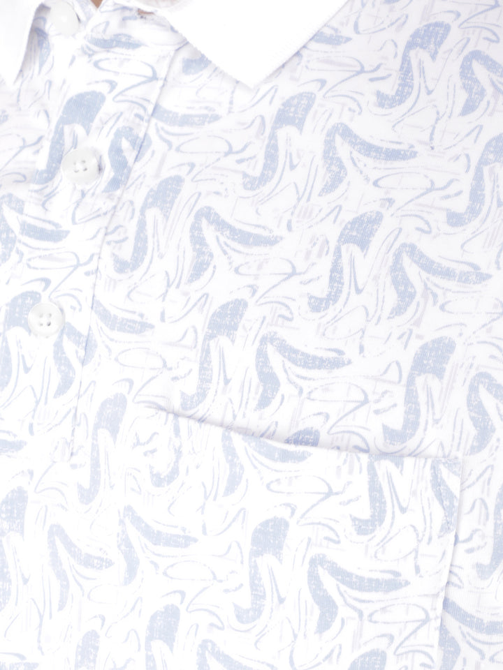 Blue Printed Polo T-Shirt-Men T-Shirts-Crimsoune Club