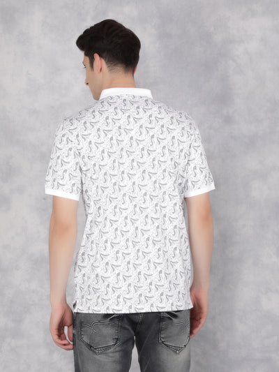 Grey Printed Polo T-Shirt-Men T-Shirts-Crimsoune Club