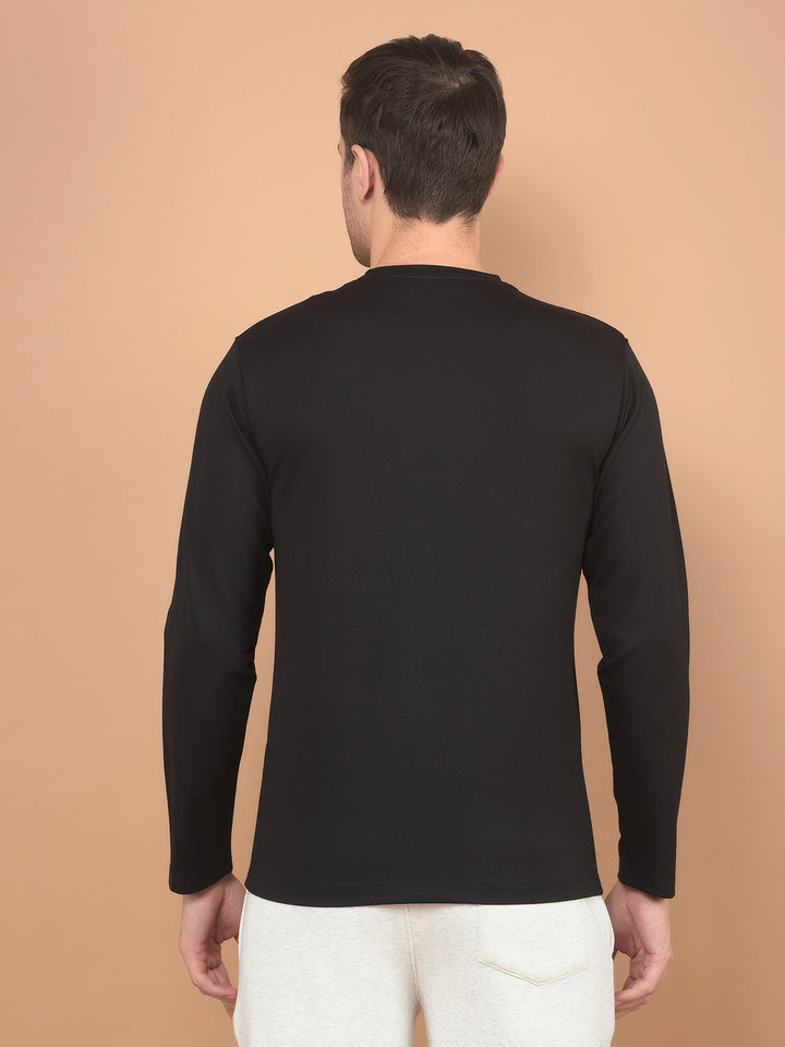 Black Typographic Print T-Shirt-Men T-Shirts-Crimsoune Club