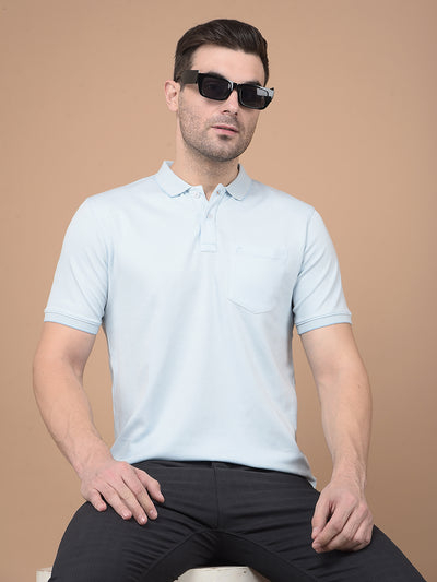 Blue Polo Neck T-Shirt-Men T-Shirts-Crimsoune Club