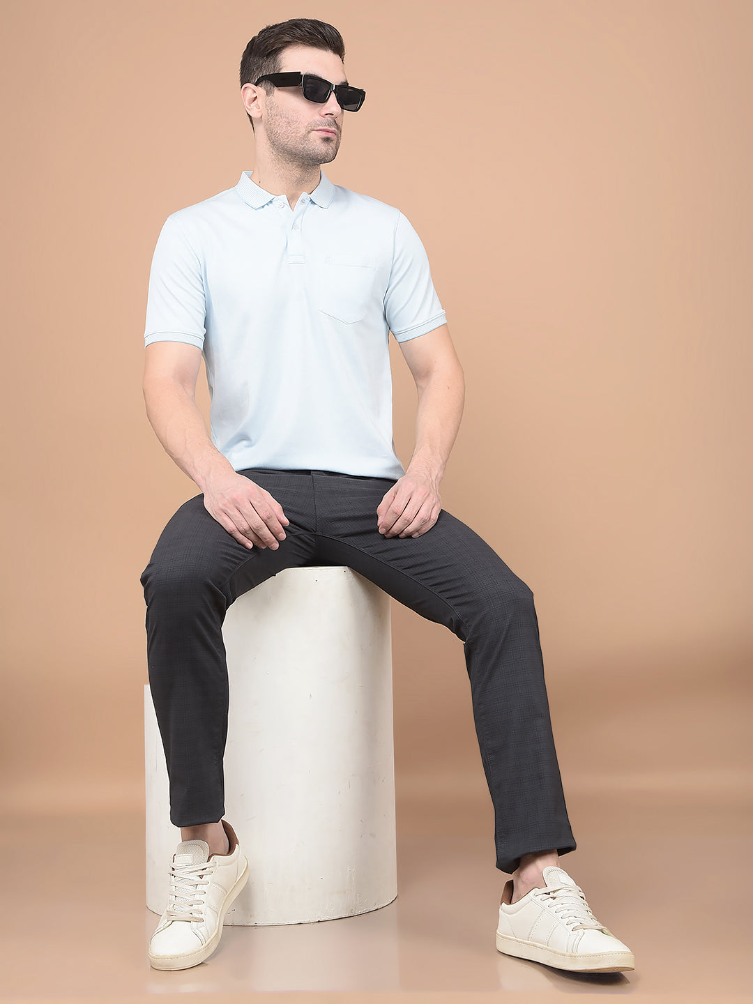 Blue Polo Neck T-Shirt-Men T-Shirts-Crimsoune Club