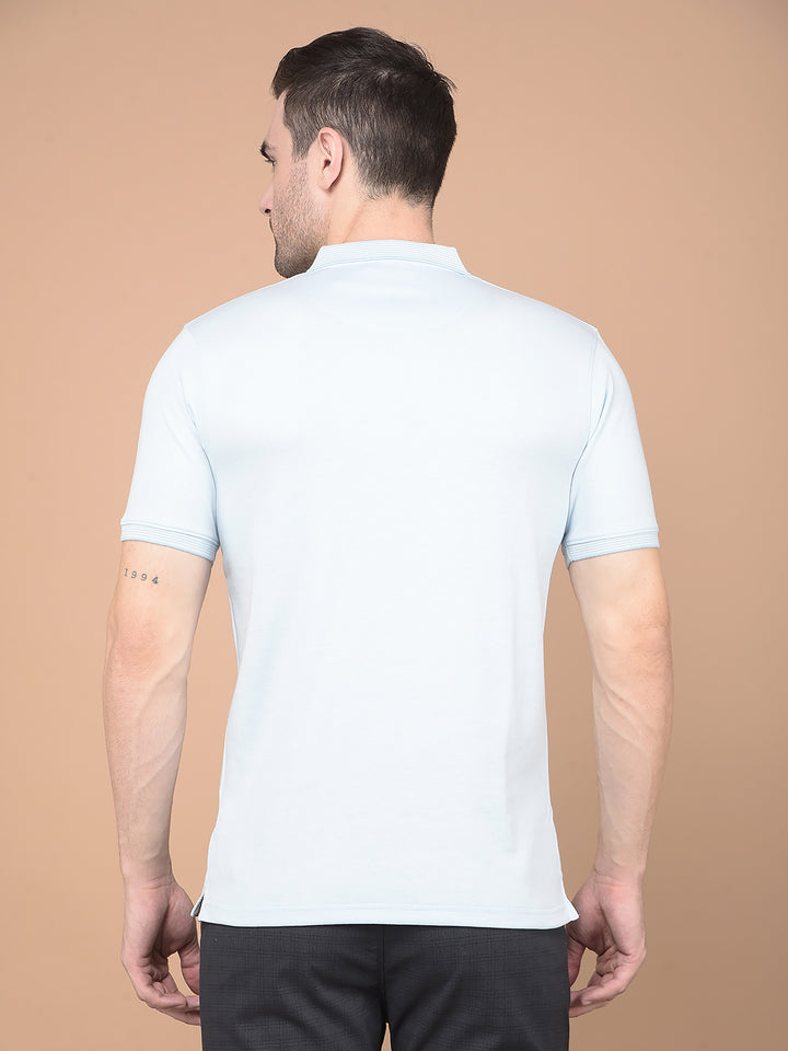 Blue Polo Neck T-Shirt-Men T-Shirts-Crimsoune Club