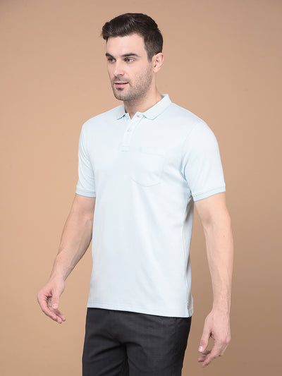 Blue Polo Neck T-Shirt-Men T-Shirts-Crimsoune Club