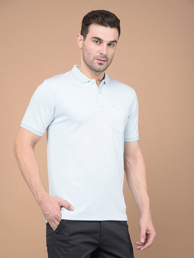 Blue Polo Neck T-Shirt-Men T-Shirts-Crimsoune Club