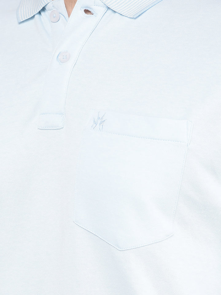 Blue Polo Neck T-Shirt-Men T-Shirts-Crimsoune Club
