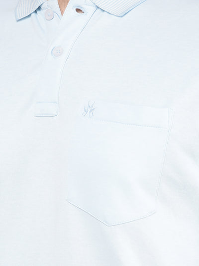 Blue Polo Neck T-Shirt-Men T-Shirts-Crimsoune Club