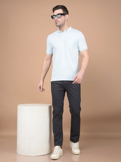Blue Polo Neck T-Shirt-Men T-Shirts-Crimsoune Club
