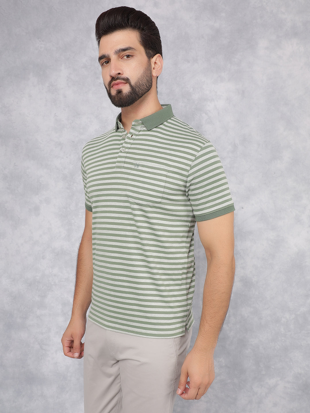 Green Horizontal Stripes Polo Neck T-Shirt – Crimsoune Club